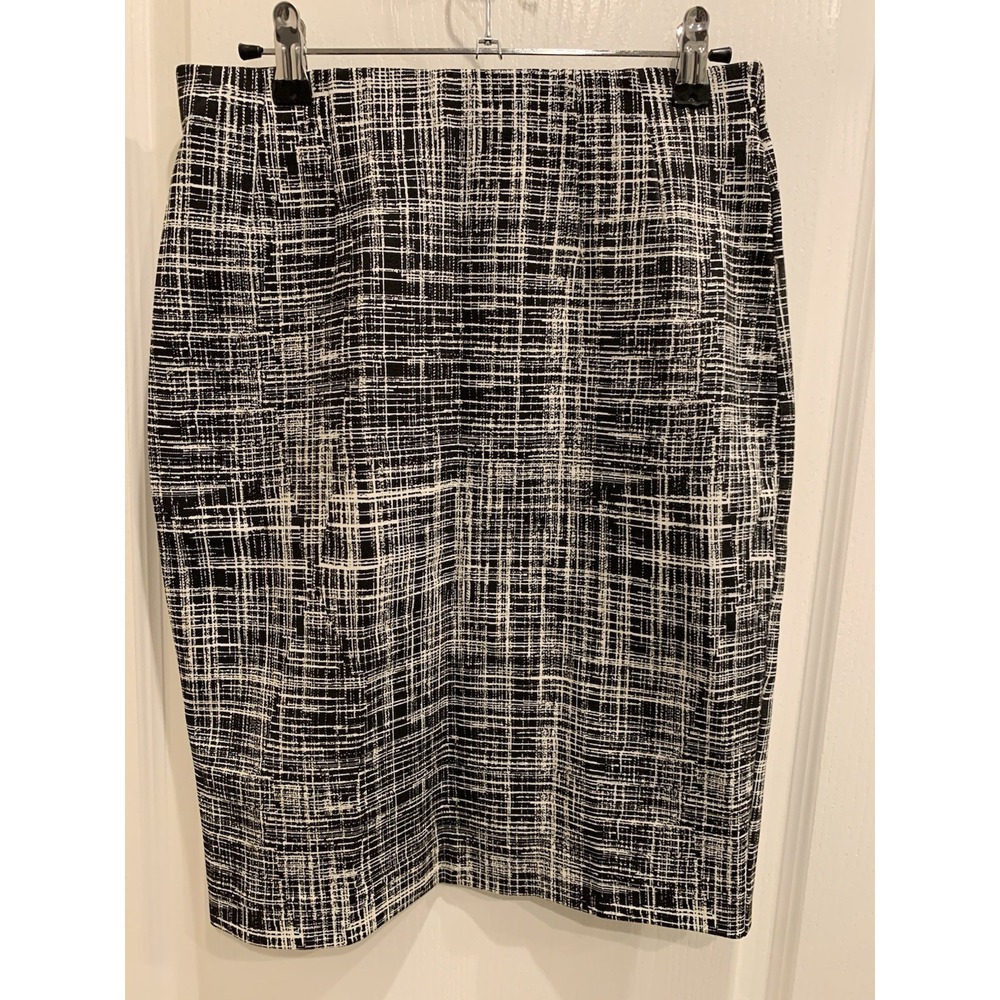 Amanda + Chelsea Women's Career Pencil Skirt High Waist Size 2 Black/White